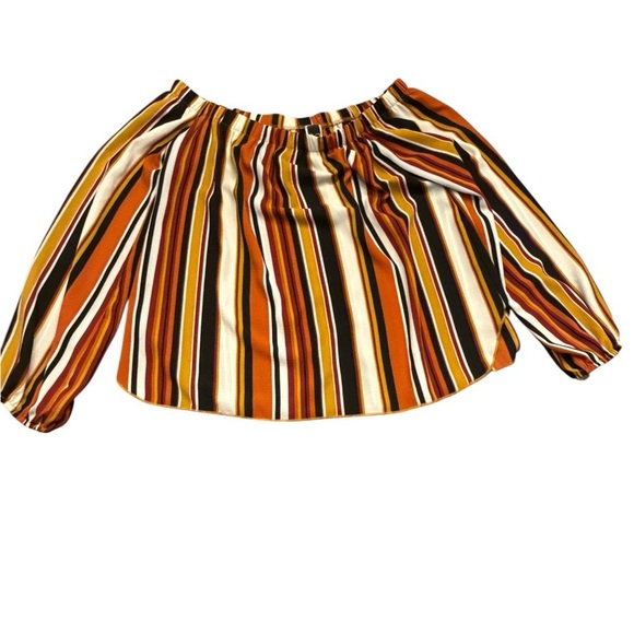 Windsor Multicolor Striped Off-Shoulder Boho Top - Picture 3 of 7